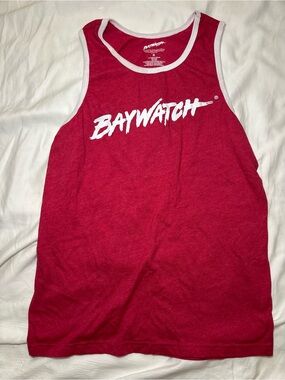 Baywatch Red Logo Graphic Tank Top Men’s Small S Sleeveless Ringer Beach Tee